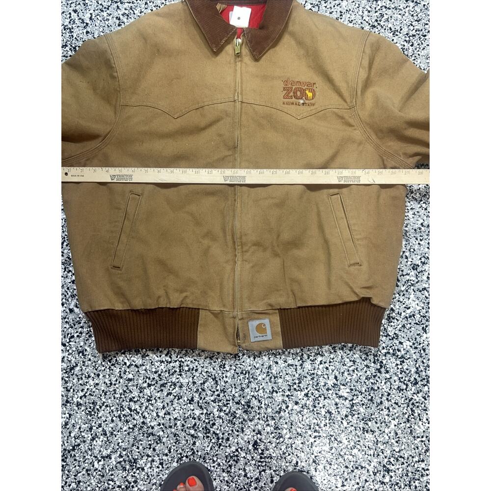 Vintage Carhartt Santa Fe Jacket Duck Red Quilt Lined With Hood J13 BRN 2XL USA - Picture 8 of 16